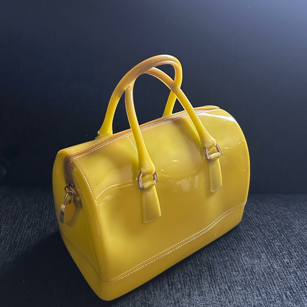 FURLA Citron Yellow Green Jelly Candy Large Satchel Bag - Picture 10 of 14